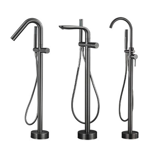 Floor Mounted Metal Freestanding Tub Filler Hand Shower Freestanding Faucet Clearhalo 'Bathroom Remodel & Bathroom Fixtures' 'Bathtub Faucets' 'bathtub_faucets' 'Home Improvement' 'home_improvement' 'home_improvement_bathtub_faucets' 1200x1200_9011c9fa-226e-4eec-8753-e4f5ff93b744