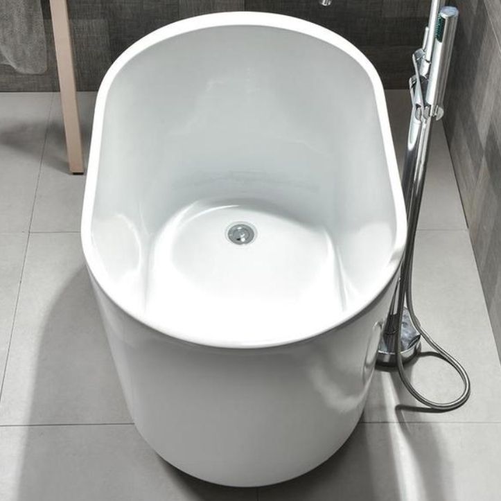 Freestanding White Bathtub Oval Modern Back to Wall Bath With Faucet Clearhalo 'Bathroom Remodel & Bathroom Fixtures' 'Bathtubs' 'Home Improvement' 'home_improvement' 'home_improvement_bathtubs' 'Showers & Bathtubs' 1200x1200_904c959c-1f34-4dc4-affd-50f35e3b223d