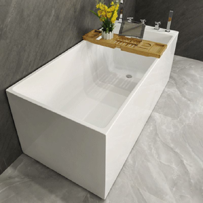 Modern Style Acrylic Rectangular Tub White Bath Tub with Internal Drain Clearhalo 'Bathroom Remodel & Bathroom Fixtures' 'Bathtubs' 'Home Improvement' 'home_improvement' 'home_improvement_bathtubs' 'Showers & Bathtubs' 1200x1200_904f5857-0a09-432a-866a-3b99ea99628c