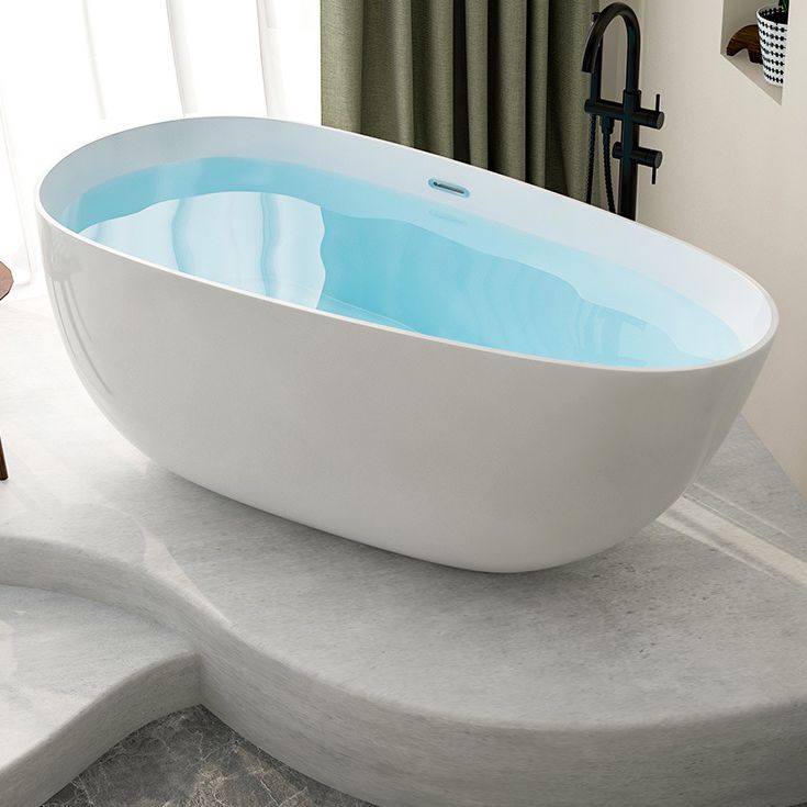 Modern Back to Wall Bath Freestanding Acrylic Soaking Bathtub Clearhalo 'Bathroom Remodel & Bathroom Fixtures' 'Bathtubs' 'Home Improvement' 'home_improvement' 'home_improvement_bathtubs' 'Showers & Bathtubs' 1200x1200_9060ce10-bdb2-4110-9162-48497ddd7a75