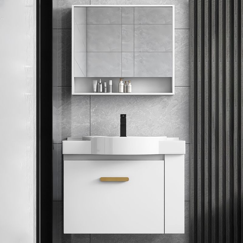 Modern Single Sink Vanity Set Wall Mount White Ceramic Vanity Clearhalo 'Bathroom Remodel & Bathroom Fixtures' 'Bathroom Vanities' 'bathroom_vanities' 'Home Improvement' 'home_improvement' 'home_improvement_bathroom_vanities' 1200x1200_908054c9-3576-41f0-a35d-f94d32601be7