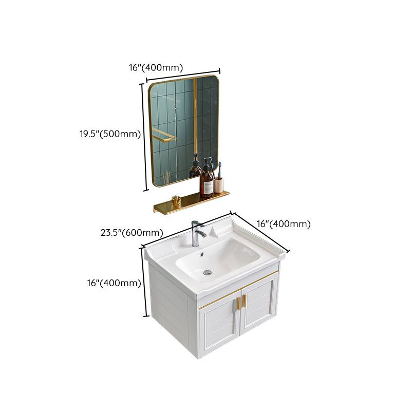 Single White Modern Bath Vanity Metal Base Wall Mount Sink Vanity Clearhalo 'Bathroom Remodel & Bathroom Fixtures' 'Bathroom Vanities' 'bathroom_vanities' 'Home Improvement' 'home_improvement' 'home_improvement_bathroom_vanities' 1200x1200_908b5031-be0d-45c6-a9fd-d799e060ce48