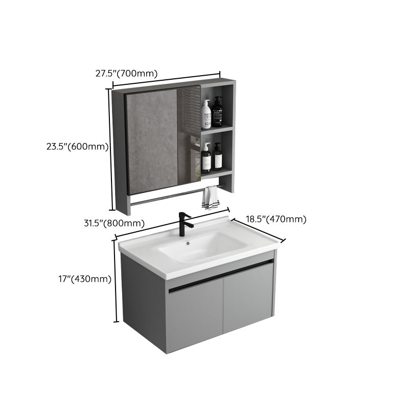 Single Sink Bathroom Vanity Modern Metal Frame Gray Rectangular Vanity Set Clearhalo 'Bathroom Remodel & Bathroom Fixtures' 'Bathroom Vanities' 'bathroom_vanities' 'Home Improvement' 'home_improvement' 'home_improvement_bathroom_vanities' 1200x1200_909bf83a-2b26-4a99-85ba-d930c471bc93