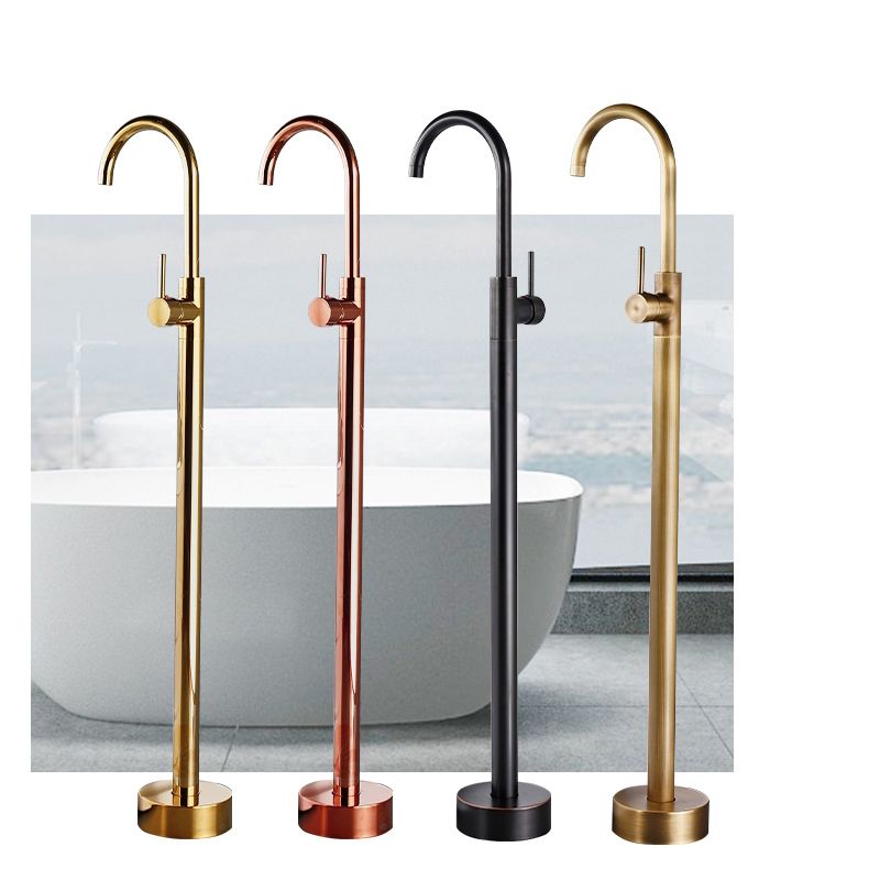 Floor Mounted Metal Freestanding Tub Filler One Hold Freestanding Tub Filler Trim Clearhalo 'Bathroom Remodel & Bathroom Fixtures' 'Bathtub Faucets' 'bathtub_faucets' 'Home Improvement' 'home_improvement' 'home_improvement_bathtub_faucets' 1200x1200_90e21ae6-5cce-4875-ba36-af650f7cb363