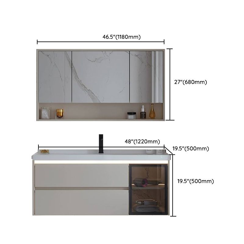 White Rectangular Solid Wood Wall Mount Open Console with Sink Set Clearhalo 'Bathroom Remodel & Bathroom Fixtures' 'Bathroom Vanities' 'bathroom_vanities' 'Home Improvement' 'home_improvement' 'home_improvement_bathroom_vanities' 1200x1200_910b0e08-052c-4a44-b3bf-aa67bfd557cc