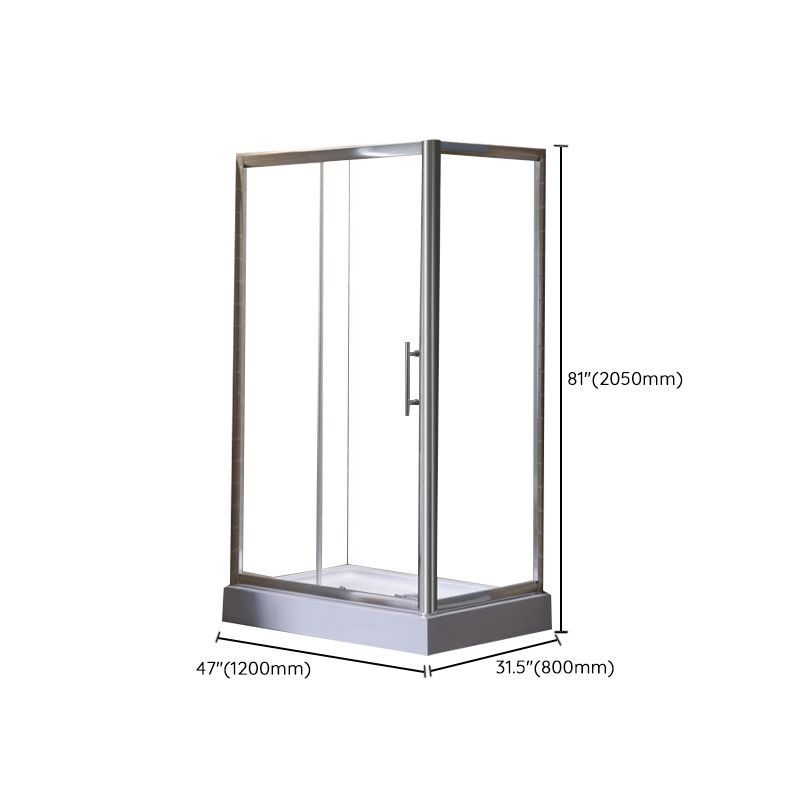 Corner Tempered Glass Shower Kit Silver Semi-Frameless Shower Kit Clearhalo 'Bathroom Remodel & Bathroom Fixtures' 'Home Improvement' 'home_improvement' 'home_improvement_shower_stalls_enclosures' 'Shower Stalls & Enclosures' 'shower_stalls_enclosures' 'Showers & Bathtubs' 1200x1200_9117863b-22dd-4c56-89d1-0160ac4fd4f6