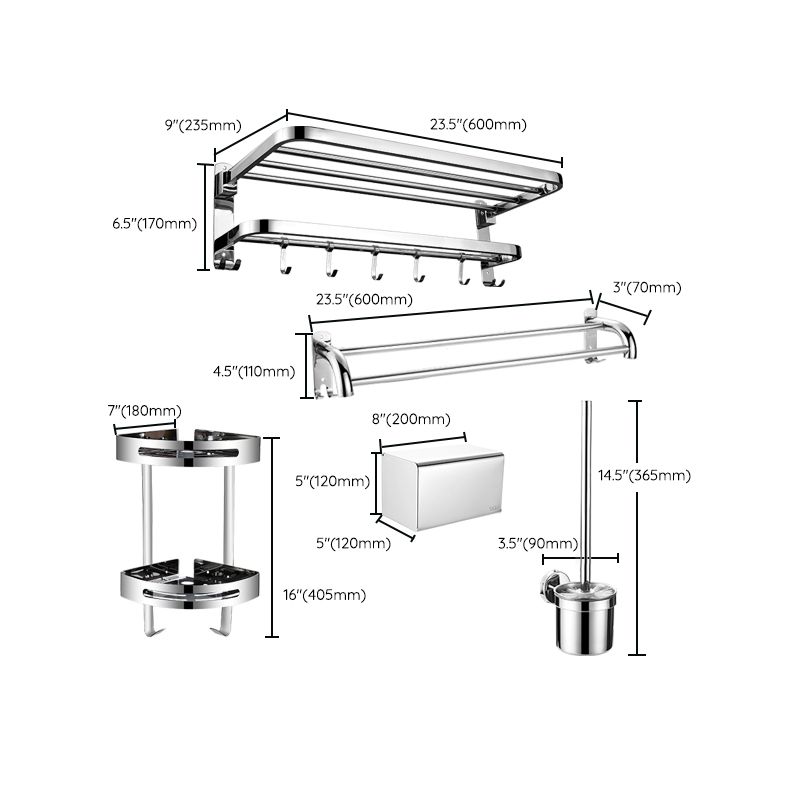 Contemporary Metal Bathroom Accessory As Individual Or As a Set with Paper Holder Clearhalo 'Bathroom Hardware Sets' 'Bathroom Hardware' 'Bathroom Remodel & Bathroom Fixtures' 'bathroom_hardware_sets' 'Home Improvement' 'home_improvement' 'home_improvement_bathroom_hardware_sets' 1200x1200_9130a7e9-69a9-4ae4-a2fa-832b1480a882