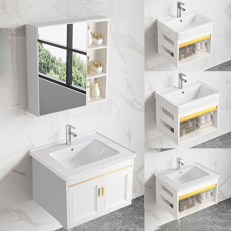 Sink Vanity Set White Drawers Wall-mounted Rectangular Sink with Faucet Clearhalo 'Bathroom Remodel & Bathroom Fixtures' 'Bathroom Vanities' 'bathroom_vanities' 'Home Improvement' 'home_improvement' 'home_improvement_bathroom_vanities' 1200x1200_916e59e6-1fd1-4e0a-834a-9004ffab791b