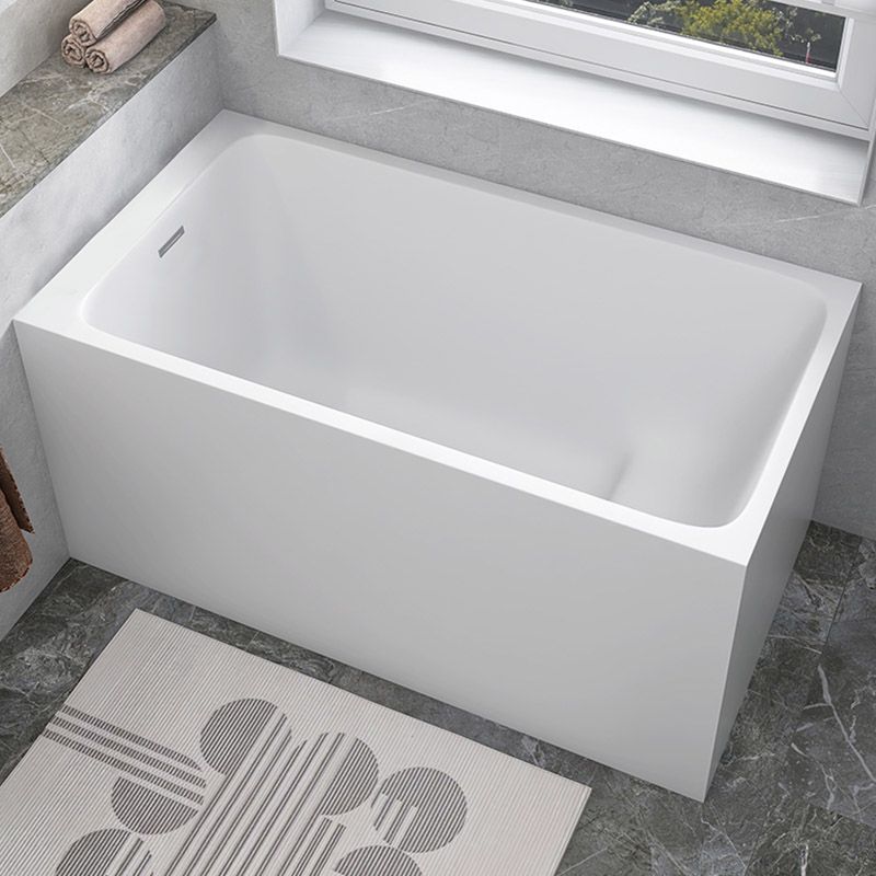 Modern White Acrylic Rectangle Bathtub Back to Wall with Drain Bath Tub Clearhalo 'Bathroom Remodel & Bathroom Fixtures' 'Bathtubs' 'Home Improvement' 'home_improvement' 'home_improvement_bathtubs' 'Showers & Bathtubs' 1200x1200_91beb1f8-f749-4ab9-bdb4-f2ae56b6a41d