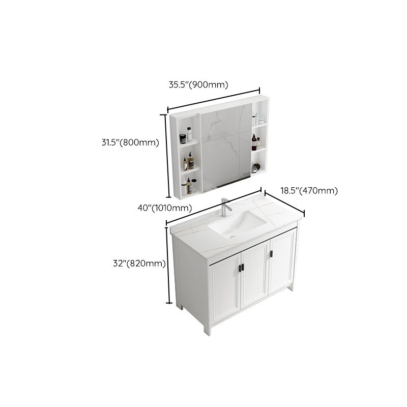 Rectangular Modern Bathroom Vanity White Stone Single Freestanding Vanity Set Clearhalo 'Bathroom Remodel & Bathroom Fixtures' 'Bathroom Vanities' 'bathroom_vanities' 'Home Improvement' 'home_improvement' 'home_improvement_bathroom_vanities' 1200x1200_92206e8e-4cef-4ea3-8201-3670c81fd0d2