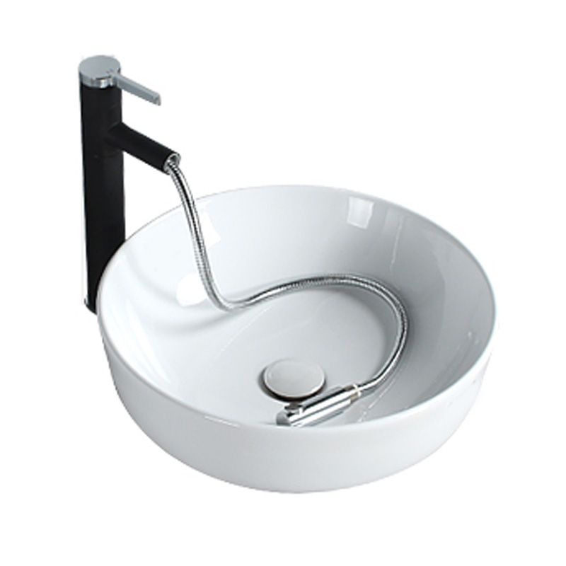 Modern Bathroom Sink Porcelain Round Vessel Lavatory Sink with Pop-Up Drain Clearhalo 'Bathroom Remodel & Bathroom Fixtures' 'Bathroom Sinks & Faucet Components' 'Bathroom Sinks' 'bathroom_sink' 'Home Improvement' 'home_improvement' 'home_improvement_bathroom_sink' 1200x1200_9220c88a-e499-4fcc-acc8-948775eaadf9