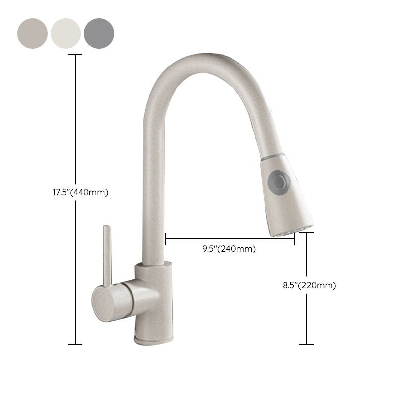 1-Hole Kitchen Faucet Pull down Sprayer Kitchen Faucet with Single Lever Handle Clearhalo 'Home Improvement' 'home_improvement' 'home_improvement_kitchen_faucets' 'Kitchen Faucets' 'Kitchen Remodel & Kitchen Fixtures' 'Kitchen Sinks & Faucet Components' 'kitchen_faucets' 1200x1200_92caf162-79ff-4fa7-83c3-1d1ee4858300