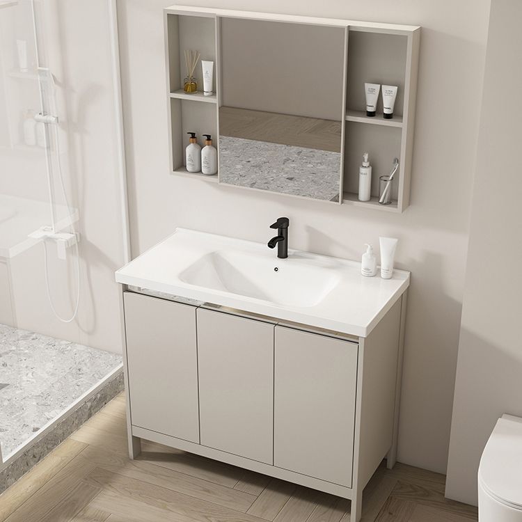 Rectangular Freestanding Bathroom Vanity Modern Gray Single-Sink Vanity Set Clearhalo 'Bathroom Remodel & Bathroom Fixtures' 'Bathroom Vanities' 'bathroom_vanities' 'Home Improvement' 'home_improvement' 'home_improvement_bathroom_vanities' 1200x1200_92e72a4a-874d-4ca0-b2e4-b1dfd2926d42
