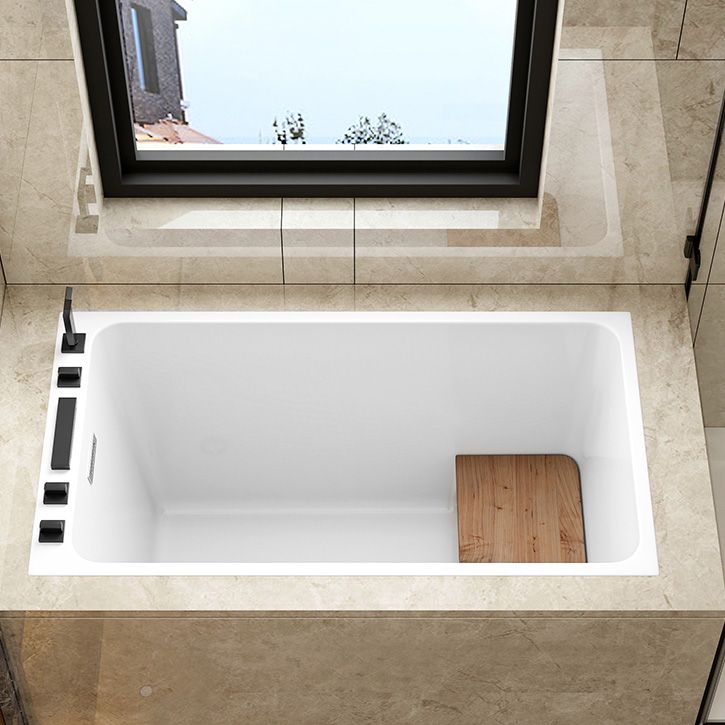 Rectangular Drop-in Acrylic Bathtub White Modern Back to Wall Bathtub (Board not Included) Clearhalo 'Bathroom Remodel & Bathroom Fixtures' 'Bathtubs' 'Home Improvement' 'home_improvement' 'home_improvement_bathtubs' 'Showers & Bathtubs' 1200x1200_93083794-a415-481f-9e1e-e5ee383c8c90