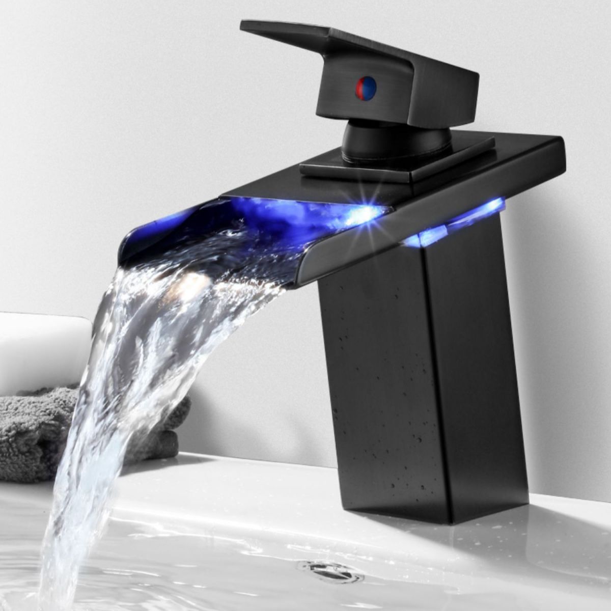 Vanity Sink Faucet Waterfall Spout Single Handle Faucet with LED Light Clearhalo 'Bathroom Remodel & Bathroom Fixtures' 'Bathroom Sink Faucets' 'Bathroom Sinks & Faucet Components' 'bathroom_sink_faucets' 'Home Improvement' 'home_improvement' 'home_improvement_bathroom_sink_faucets' 1200x1200_930da895-9ec0-43fd-86bd-49891a138bd2
