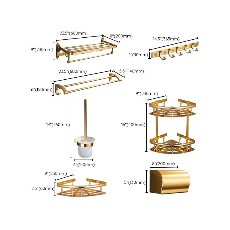 Gold 7 Piece Bathroom Accessory Set Vintage Bathroom Accessory Kit Clearhalo 'Bathroom Hardware Sets' 'Bathroom Hardware' 'Bathroom Remodel & Bathroom Fixtures' 'bathroom_hardware_sets' 'Home Improvement' 'home_improvement' 'home_improvement_bathroom_hardware_sets' 1200x1200_930ec95e-aa7f-4bca-84d0-c2addcb8be9d