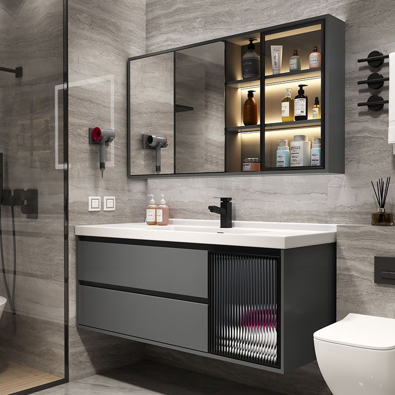 Modern Metal Grey Wall Mount Bathroom Sink Vanity with Mirror Clearhalo 'Bathroom Remodel & Bathroom Fixtures' 'Bathroom Vanities' 'bathroom_vanities' 'Home Improvement' 'home_improvement' 'home_improvement_bathroom_vanities' 1200x1200_9325b5cf-7992-4c03-9fa3-fc4cfaf38892