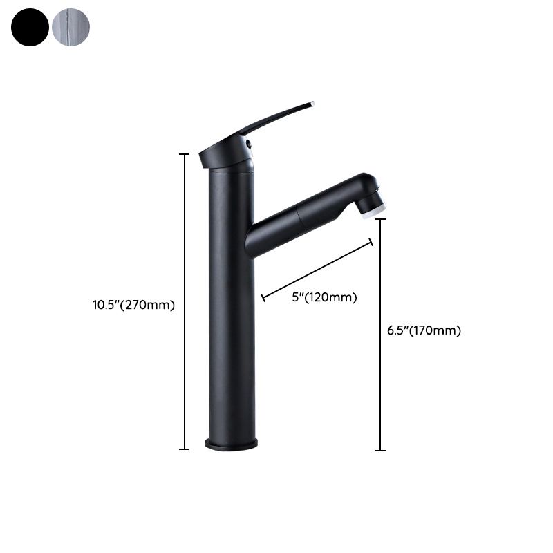 Modern Bathroom Vessel Faucet Swivel Spout Single Handle Faucet with Pull down Sprayer Clearhalo 'bathroom_sink_faucets' 'Conjunta de Baño y Conjunta de Grifo' 'Coronamiento de Baño y Dispositivo de Baño' 'Grifo del lavabo del baño' 'Hogar' 'home_improvement' 'home_improvement_bathroom_sink_faucets' 'Mejoras para el hogar' 1200x1200_932cb311-c10c-4864-b0b5-3e30a11c65c2