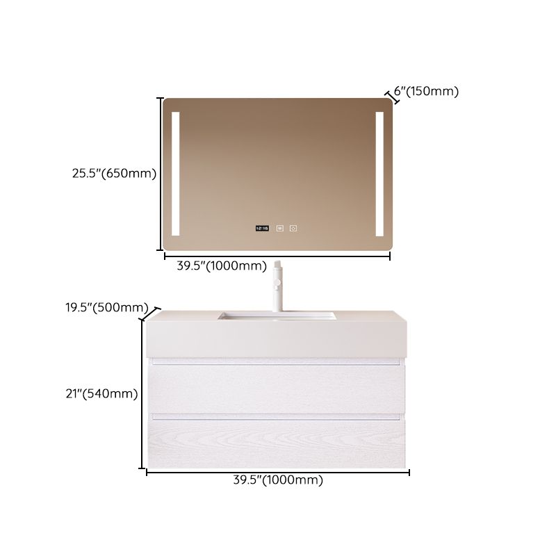 White Bath Vanity Wall Mount Single Sink Rectangular 2 Drawers Wood Frame Vanity Clearhalo 'Bathroom Remodel & Bathroom Fixtures' 'Bathroom Vanities' 'bathroom_vanities' 'Home Improvement' 'home_improvement' 'home_improvement_bathroom_vanities' 1200x1200_9350144e-0d72-41b1-9b44-fd1a3f1368d2