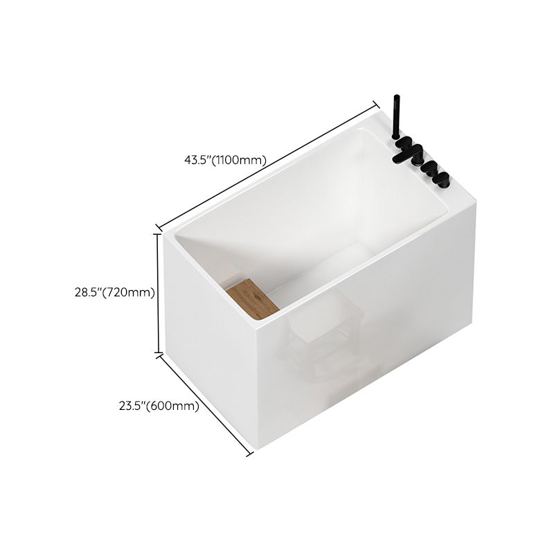 Modern White Rectangle Acrylic Bathtub Freestand Soaking Bathtub with Wood Bedplate Clearhalo 'Bathroom Remodel & Bathroom Fixtures' 'Bathtubs' 'Home Improvement' 'home_improvement' 'home_improvement_bathtubs' 'Showers & Bathtubs' 1200x1200_9357d016-9b31-43ab-af43-d1a93c73784b