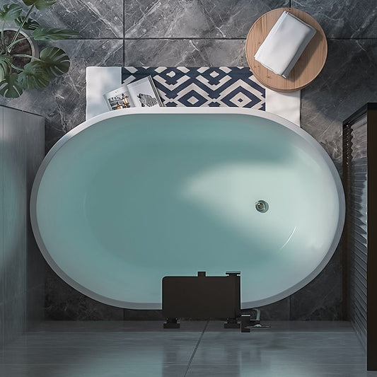 Modern Oval Soaking Bath Tub Freestanding Acrylic-Fiberglass Bath Tub Clearhalo 'Bathroom Remodel & Bathroom Fixtures' 'Bathtubs' 'Home Improvement' 'home_improvement' 'home_improvement_bathtubs' 'Showers & Bathtubs' 1200x1200_935a76cd-6622-49fe-8180-a1a906181b3d