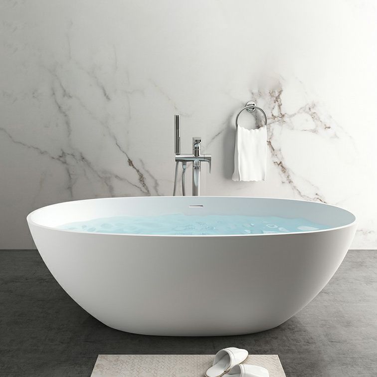 Modern Stone Oval White Bathtub Freestanding Soaking Bath for Bathroom Clearhalo 'Bathroom Remodel & Bathroom Fixtures' 'Bathtubs' 'Home Improvement' 'home_improvement' 'home_improvement_bathtubs' 'Showers & Bathtubs' 1200x1200_936556de-4e7d-4109-b858-9e0300742f37