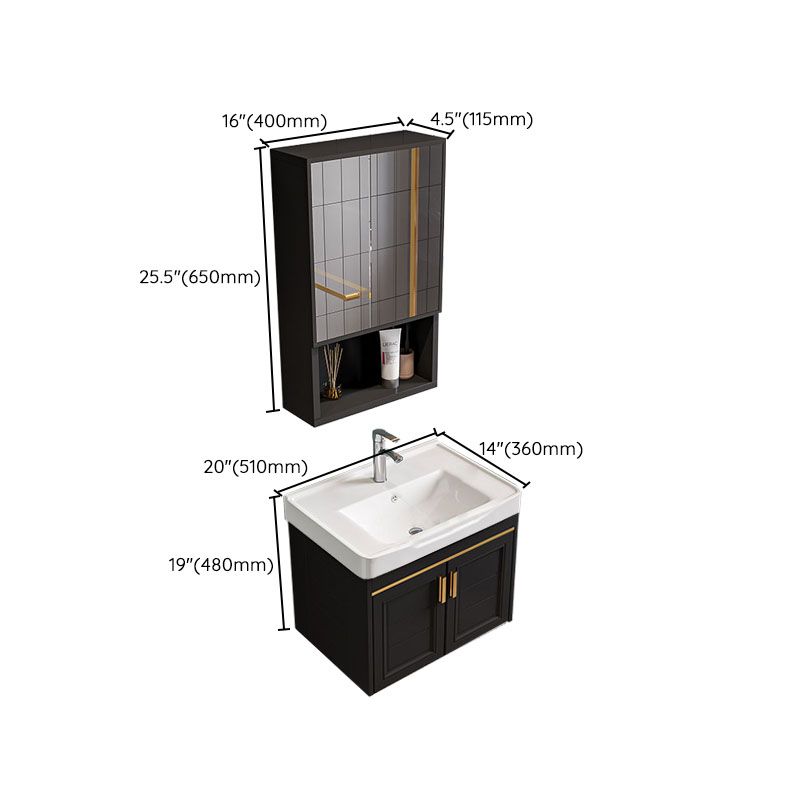 Single Sink Modern Sink Vanity Black Wall Mount Rectangular Bath Vanity Clearhalo 'Bathroom Remodel & Bathroom Fixtures' 'Bathroom Vanities' 'bathroom_vanities' 'Home Improvement' 'home_improvement' 'home_improvement_bathroom_vanities' 1200x1200_9394a19a-98ef-46cf-8869-c223eda2ffb7