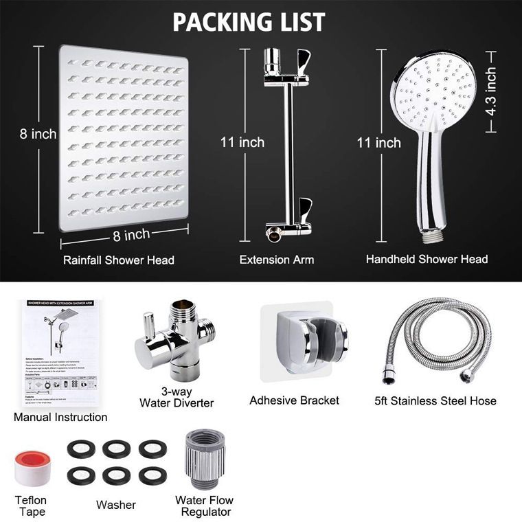 Square Dual Shower Head Traditional Wall Mounted Metal Dual Shower Head Clearhalo 'Bathroom Remodel & Bathroom Fixtures' 'Home Improvement' 'home_improvement' 'home_improvement_shower_heads' 'Shower Heads' 'shower_heads' 'Showers & Bathtubs Plumbing' 'Showers & Bathtubs' 1200x1200_93bdba3b-e3c8-4993-9602-c93049272300