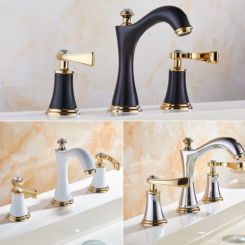 Widespread Faucet Glam Style 2 Lever Handles Faucet for Bathroom Clearhalo 'Accueil' 'Amélioration Domiciliaire' 'bathroom_sink_faucets' 'Ensembles de Lavabo & de Robinet de Toilette' 'home_improvement' 'home_improvement_bathroom_sink_faucets' 'Robinet de Lavabo de Salle de Bain' 'Rénovation et Équipement de Salle de Bain' 1200x1200_93dd57f3-e4ca-4c27-88bf-978dc145db5e