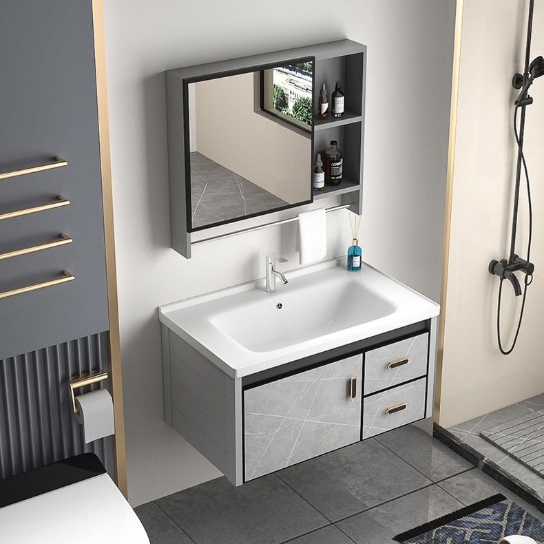 Modern Vanity Rectangular Gray Single Wall Mount Metal Vanity Set Clearhalo 'Bathroom Remodel & Bathroom Fixtures' 'Bathroom Vanities' 'bathroom_vanities' 'Home Improvement' 'home_improvement' 'home_improvement_bathroom_vanities' 1200x1200_93f34bbd-514f-4b9e-a23e-0d5bd1c992a4