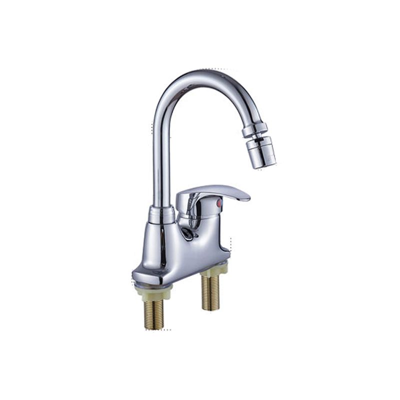 Contemporary Single Level Kitchen Faucet Lead Free Faucet in Chrome Clearhalo 'Home Improvement' 'home_improvement' 'home_improvement_kitchen_faucets' 'Kitchen Faucets' 'Kitchen Remodel & Kitchen Fixtures' 'Kitchen Sinks & Faucet Components' 'kitchen_faucets' 1200x1200_9400d871-fb40-4035-9506-2e6f54bfef94