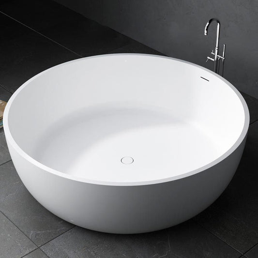 Modern Artificial White Stone Tub Round Freestanding Bathtub Clearhalo 'Bathroom Remodel & Bathroom Fixtures' 'Bathtubs' 'Home Improvement' 'home_improvement' 'home_improvement_bathtubs' 'Showers & Bathtubs' 1200x1200_9407ef3e-4745-4371-ab16-5baf678b5209