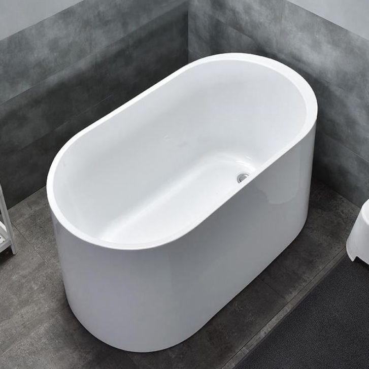 Freestanding White Bathtub Oval Modern Back to Wall Bath With Faucet Clearhalo 'Bathroom Remodel & Bathroom Fixtures' 'Bathtubs' 'Home Improvement' 'home_improvement' 'home_improvement_bathtubs' 'Showers & Bathtubs' 1200x1200_94283cee-d01b-4b45-a560-7c165e2de9a9