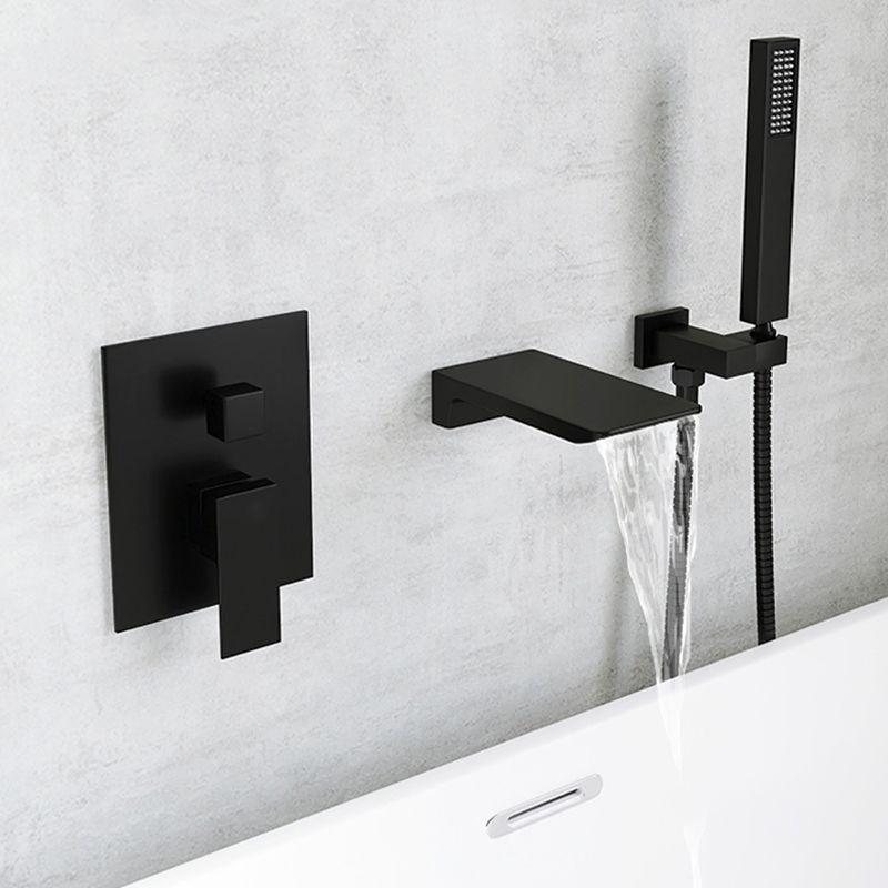 Modern Wall Mounted Metal Tub Filler Single Handle Bathroom Faucet Clearhalo 'Bathroom Remodel & Bathroom Fixtures' 'Bathtub Faucets' 'bathtub_faucets' 'Home Improvement' 'home_improvement' 'home_improvement_bathtub_faucets' 1200x1200_944dcdf4-69a4-4f6e-8277-485493dea2c7