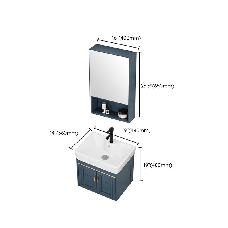 Wall Mounted Vanity Mirror Metal Frame 2 Doors Rectangular Single Sink Bath Vanity Clearhalo 'Bathroom Remodel & Bathroom Fixtures' 'Bathroom Vanities' 'bathroom_vanities' 'Home Improvement' 'home_improvement' 'home_improvement_bathroom_vanities' 1200x1200_9452c095-7f52-470c-b91b-3f3f6bc52e64