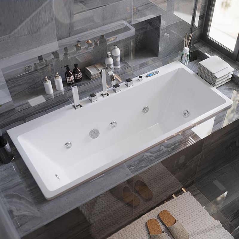 Modern Rectangle Acrylic Embedded Bathtub with Massage Device Clearhalo 'Bathroom Remodel & Bathroom Fixtures' 'Bathtubs' 'Home Improvement' 'home_improvement' 'home_improvement_bathtubs' 'Showers & Bathtubs' 1200x1200_945e6397-cd4d-4086-b657-a28568f188d5