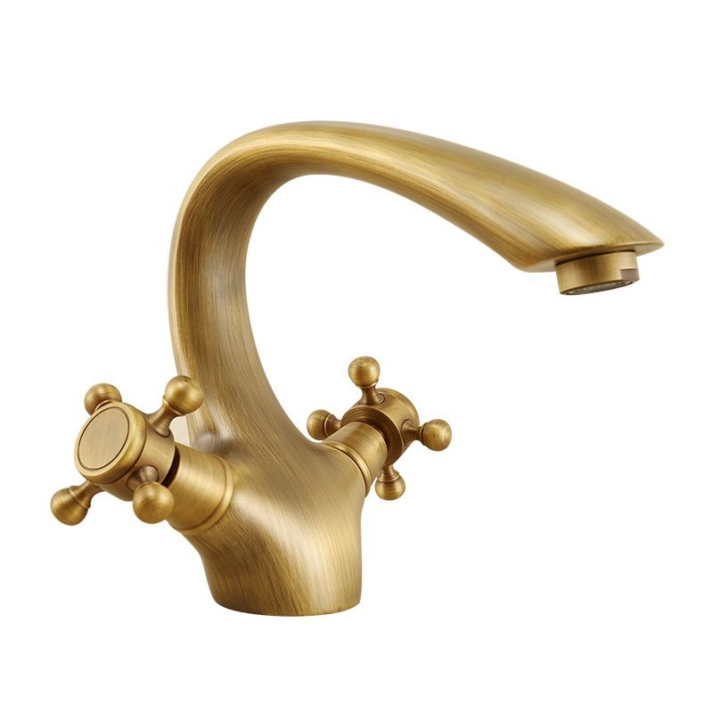 Glam Vessel Faucet 1 Hole Bathroom Faucet with 2 Cross Handles Clearhalo 'bathroom_sink_faucets' 'Conjuntos de Torneiras de Lavatório e Banheiro' 'home_improvement' 'home_improvement_bathroom_sink_faucets' 'Mobiliário Doméstico' 'Página inicial' 'Renovação e equipamento de casa de banho' 'Torneira para lavatório de banheiro' 1200x1200_947950da-34ed-4cb9-ad9d-2a1882c70f60