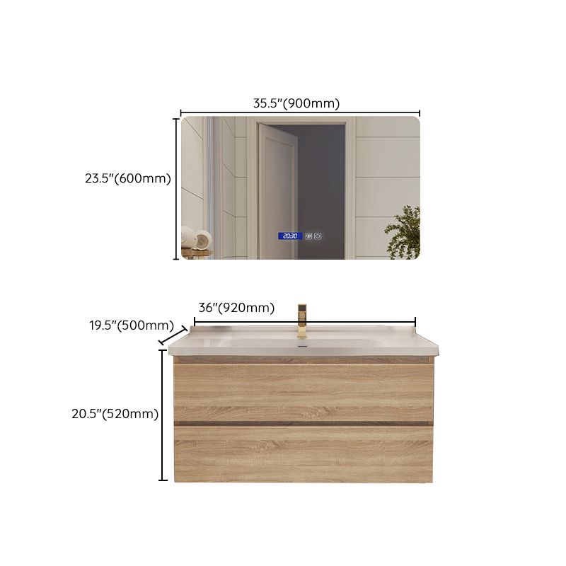 Drawers Bath Vanity Wood Mirror Rectangle Single Sink Wall Mount Vanity Set Clearhalo 'Bathroom Remodel & Bathroom Fixtures' 'Bathroom Vanities' 'bathroom_vanities' 'Home Improvement' 'home_improvement' 'home_improvement_bathroom_vanities' 1200x1200_948d753b-8655-46fe-a690-10c4b90d92cb