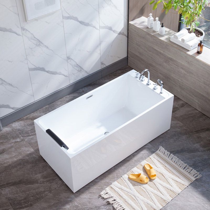 Modern White Rectangle Acrylic Bathtub Freestanding Soaking Bathtub with Drain Bath Tub Clearhalo 'Bathroom Remodel & Bathroom Fixtures' 'Bathtubs' 'Home Improvement' 'home_improvement' 'home_improvement_bathtubs' 'Showers & Bathtubs' 1200x1200_94993722-2954-4439-bcd6-57bcb33a2e25