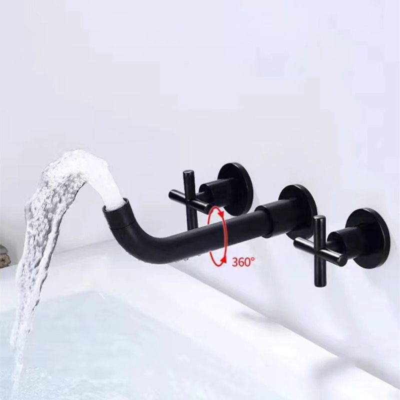 Modern 1 or 2-Handle Bathroom Sink Faucet Circular Wall Mounted Bathroom Faucet. Clearhalo 'Bathroom Remodel & Bathroom Fixtures' 'Bathroom Sink Faucets' 'Bathroom Sinks & Faucet Components' 'bathroom_sink_faucets' 'Home Improvement' 'home_improvement' 'home_improvement_bathroom_sink_faucets' 1200x1200_94a22bbe-90cf-4281-b824-6fc0e6b43d48