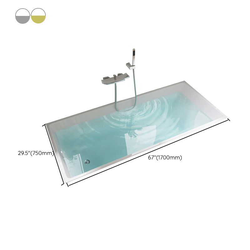 Modern Acrylic Rectangle Embedded with Drain Bath Tub and Overflow Hole Clearhalo 'Bathroom Remodel & Bathroom Fixtures' 'Bathtubs' 'Home Improvement' 'home_improvement' 'home_improvement_bathtubs' 'Showers & Bathtubs' 1200x1200_94a7c96e-a3a0-4cdb-a08d-7796ac55504c