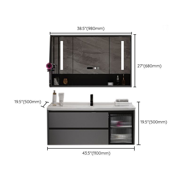 Contemporary Sink Vanity Bathroom Vanity Cabinet with Mirror Cabinet Clearhalo 'Bathroom Remodel & Bathroom Fixtures' 'Bathroom Vanities' 'bathroom_vanities' 'Home Improvement' 'home_improvement' 'home_improvement_bathroom_vanities' 1200x1200_94b90417-bdb3-4a18-8523-82572865438f