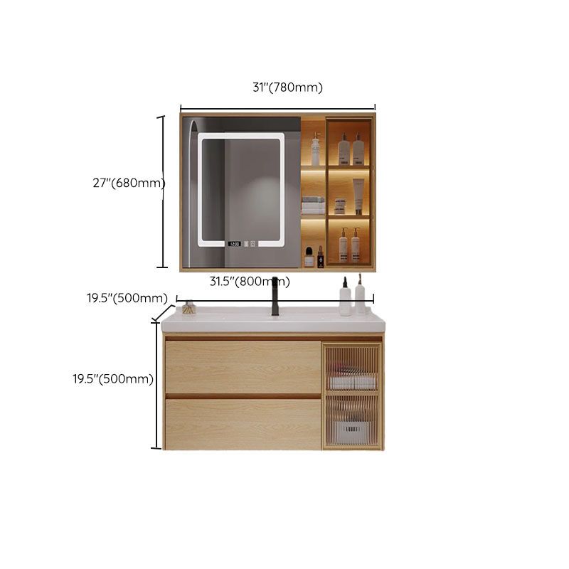 Wood Frame Bathroom Vanity Rectangular 2 Drawers Wall-Mounted Single Sink with Door Clearhalo 'Bathroom Remodel & Bathroom Fixtures' 'Bathroom Vanities' 'bathroom_vanities' 'Home Improvement' 'home_improvement' 'home_improvement_bathroom_vanities' 1200x1200_94d6334a-2253-4a17-a16c-1c412b1ed0ea