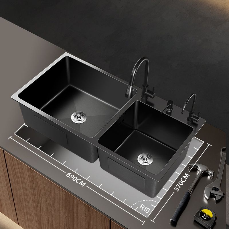 Contemporary Style Kitchen Sink Stainless Steel Drop-In Kitchen Double Sink Clearhalo 'Home Improvement' 'home_improvement' 'home_improvement_kitchen_sinks' 'Kitchen Remodel & Kitchen Fixtures' 'Kitchen Sinks & Faucet Components' 'Kitchen Sinks' 'kitchen_sinks' 1200x1200_94e10f25-ada4-4c06-ae58-f7d3540ea45c
