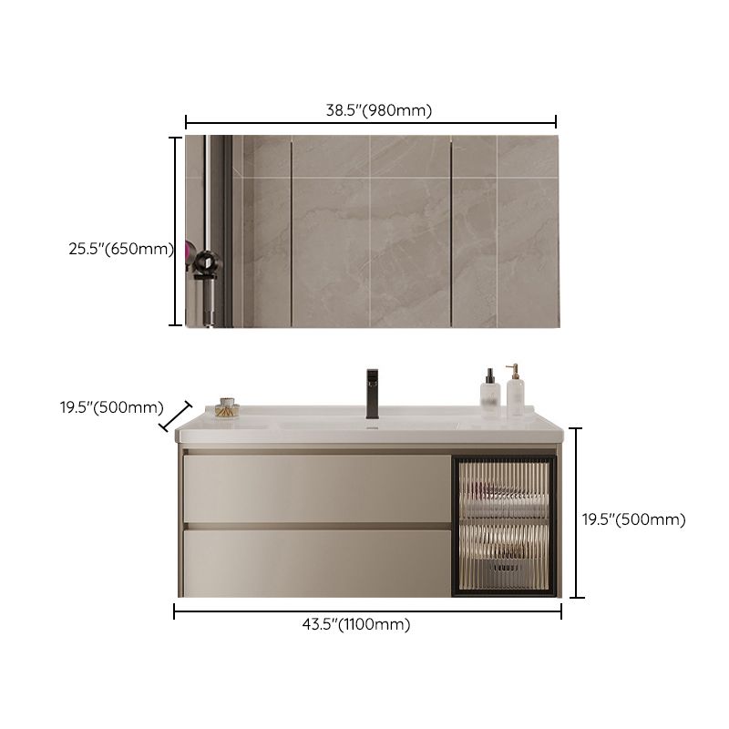 2 Drawers Vanity Wood Frame Wall Mount Rectangle Single Sink Bathroom Vanity with Mirror Clearhalo 'Bathroom Remodel & Bathroom Fixtures' 'Bathroom Vanities' 'bathroom_vanities' 'Home Improvement' 'home_improvement' 'home_improvement_bathroom_vanities' 1200x1200_94e59463-64b8-4a3b-a576-7ddb23fdffa1