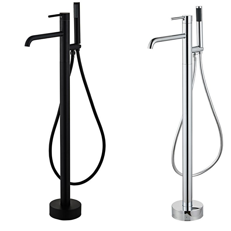 Modern Floor Mounted Metal Freestanding Tub Filler One Handle Freestanding Tub Filler Trim Clearhalo 'Bathroom Remodel & Bathroom Fixtures' 'Bathtub Faucets' 'bathtub_faucets' 'Home Improvement' 'home_improvement' 'home_improvement_bathtub_faucets' 1200x1200_950565f3-2385-4313-bc19-43aee84d84bd