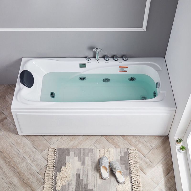 Modern Back to Wall Bathtub Rectangular White Acrylic Soaking Tub Clearhalo 'Bathroom Remodel & Bathroom Fixtures' 'Bathtubs' 'Home Improvement' 'home_improvement' 'home_improvement_bathtubs' 'Showers & Bathtubs' 1200x1200_95111137-14c7-48b6-96c4-cf4c987ee75e