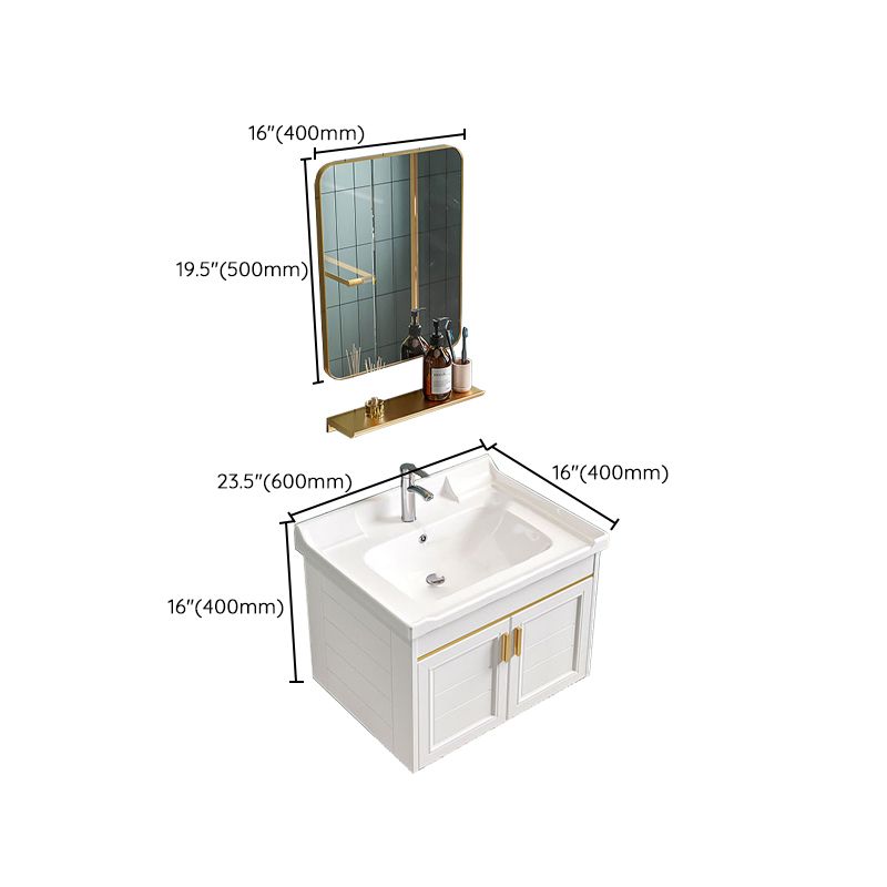 Glam Single Sink Bath Vanity Wall Mount White Metal Base Sink Vanity Clearhalo 'Bathroom Remodel & Bathroom Fixtures' 'Bathroom Vanities' 'bathroom_vanities' 'Home Improvement' 'home_improvement' 'home_improvement_bathroom_vanities' 1200x1200_95388f68-ad77-4294-9d2d-9e31f87e35c1