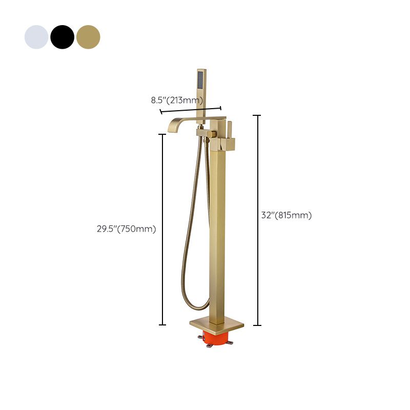 Floor Mounted Tub Spout 1 Handle Freestanding Bathtub Faucet with Handshower Clearhalo 'Bathroom Remodel & Bathroom Fixtures' 'Bathtub Faucets' 'bathtub_faucets' 'Home Improvement' 'home_improvement' 'home_improvement_bathtub_faucets' 1200x1200_954966d5-7448-4eb1-befa-882470bcc17f