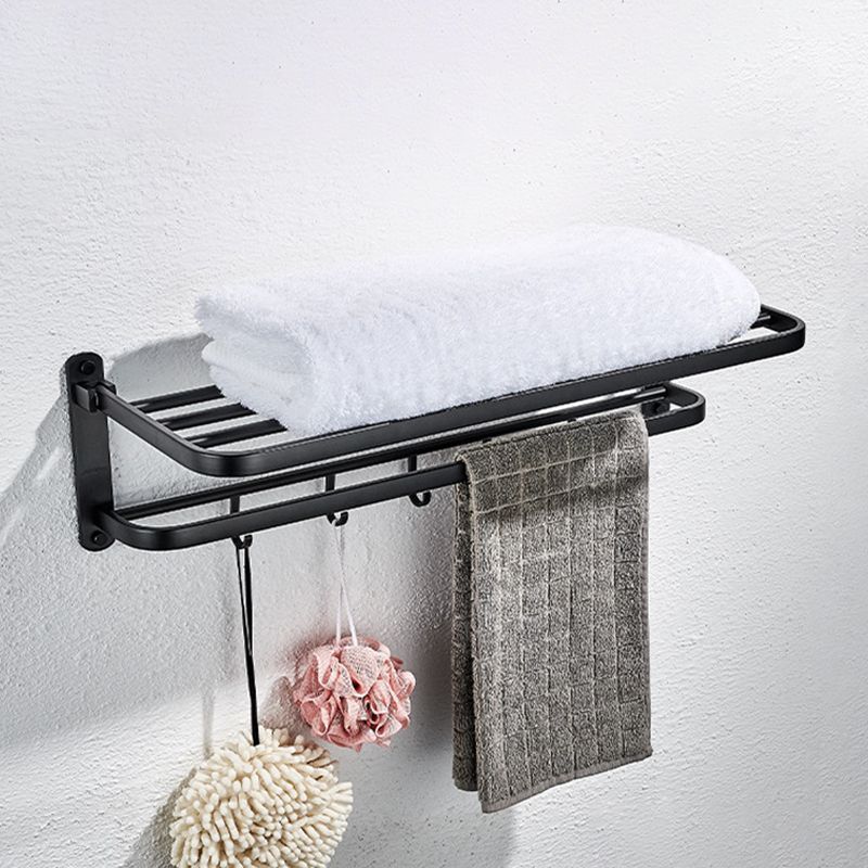 Modern Matte Black Bathroom Accessory Set with Towel Bar/Bath Shelf & Robe Hooks Clearhalo 'Bathroom Hardware Sets' 'Bathroom Hardware' 'Bathroom Remodel & Bathroom Fixtures' 'bathroom_hardware_sets' 'Home Improvement' 'home_improvement' 'home_improvement_bathroom_hardware_sets' 1200x1200_95c8f5da-22d3-429e-86a4-2430a71e3dd4